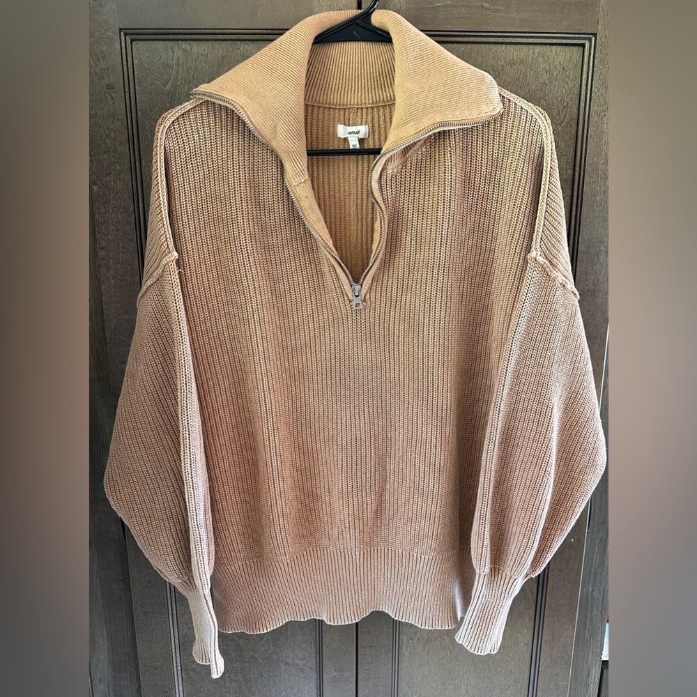 Aerie Dusty Pink Half-Zip Sweater